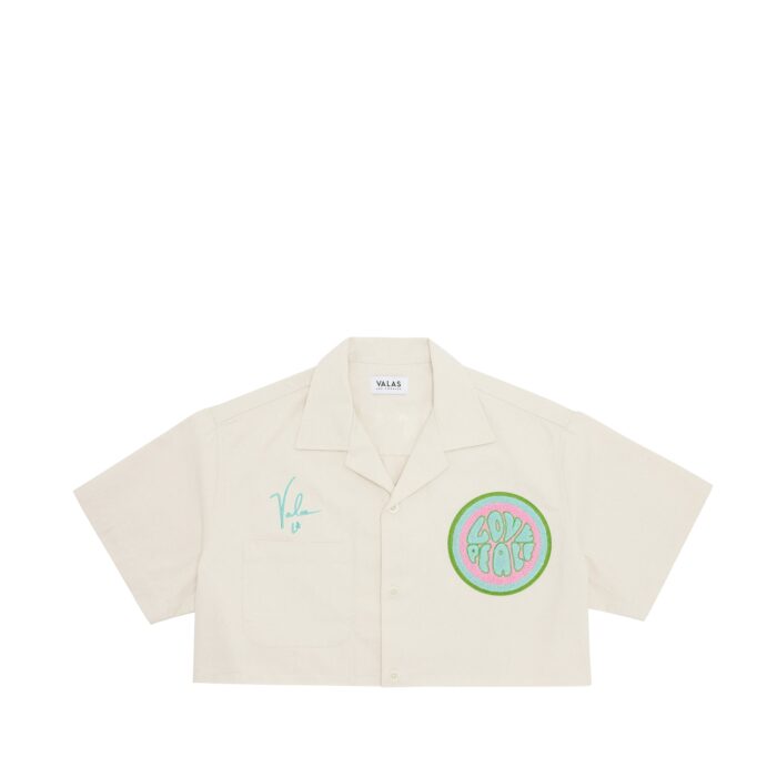 Valas Los Angeles Cropped Love & Peace Bowler Shirt