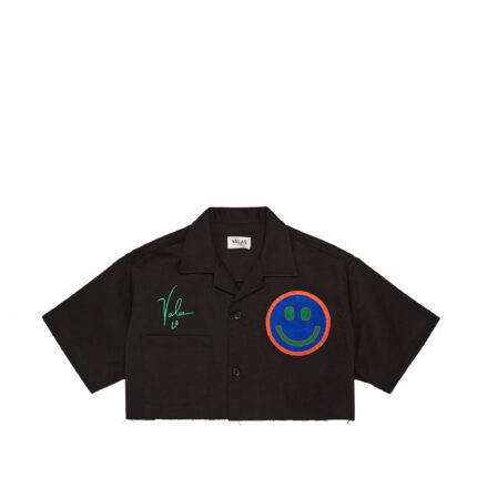 Valas Los Angeles Cropped Smiley Face Bowler Shirt