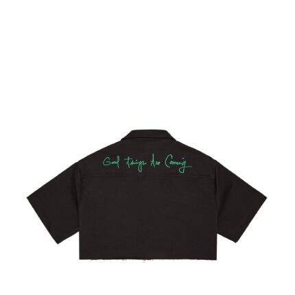 Valas Los Angeles Cropped Smiley Face Bowler Shirt