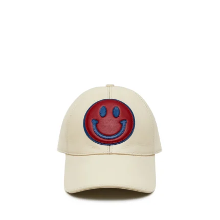 Valas Los Angeles Smiley Face Leather Baseball Hat