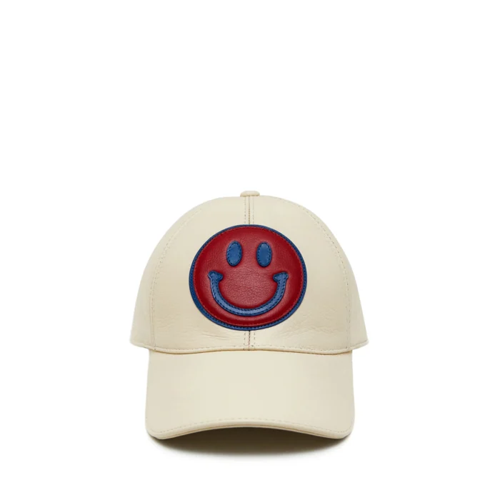 Valas Los Angeles Smiley Face Leather Baseball Hat