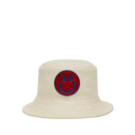 Valas Los Angeles Smiley Leather Bucket Hat
