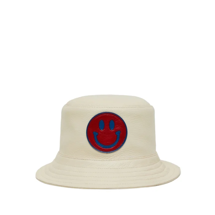 Valas Los Angeles Smiley Leather Bucket Hat