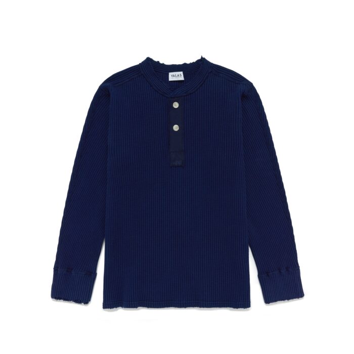 Valas Los Angeles Thermal Henley Shirt Blue