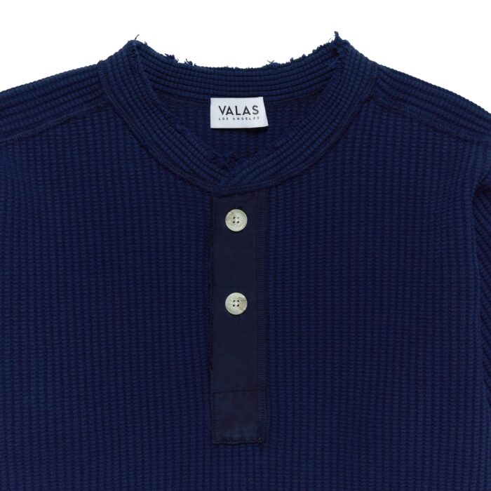 Valas Los Angeles Thermal Henley Shirt Blue